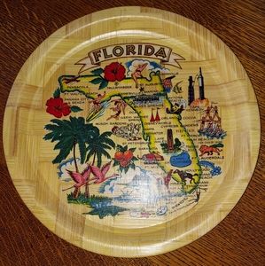 Vintage Souvenir Bamboo Tray